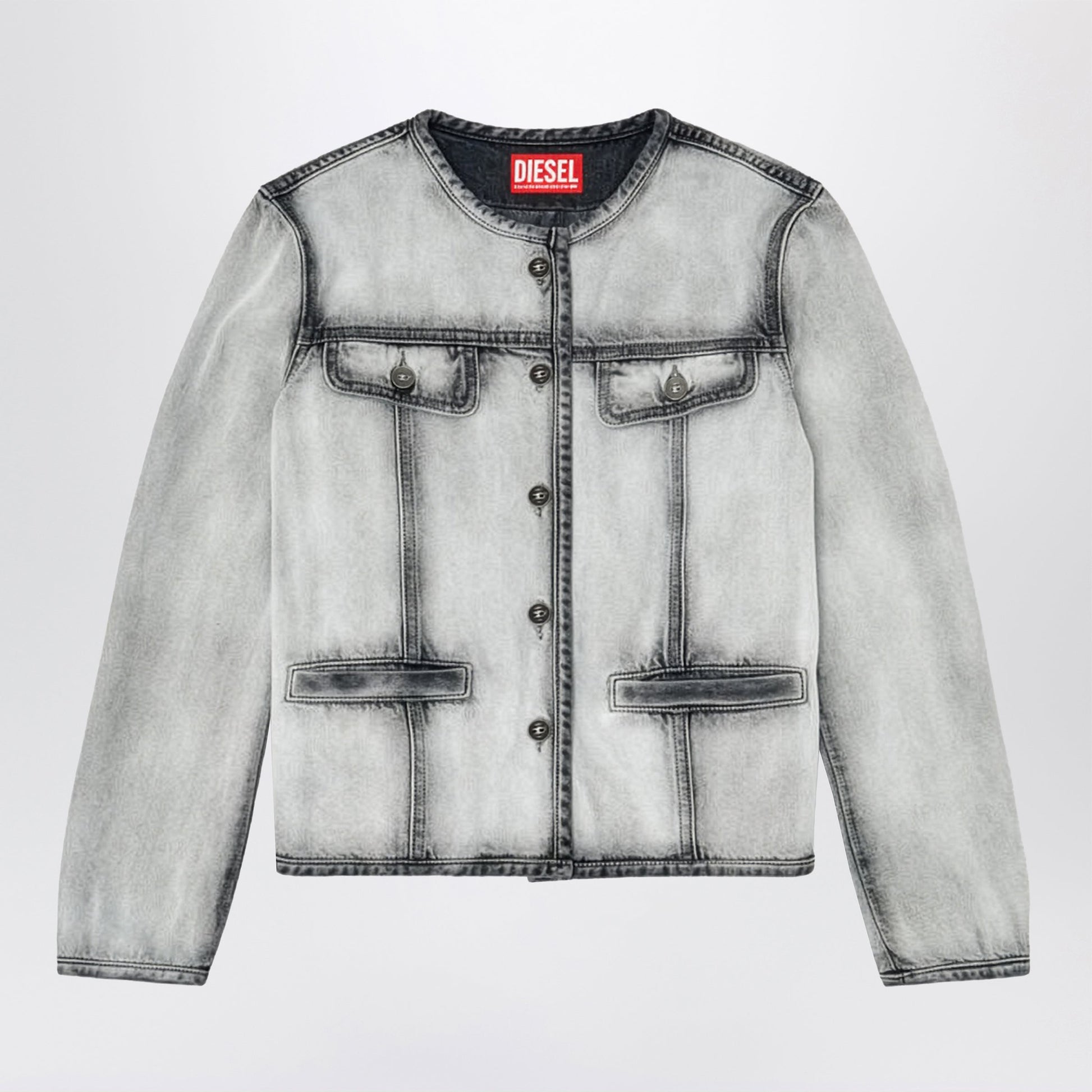 Diesel Grey De-Grafy Skeleton Denim Jacket Women DIESEL