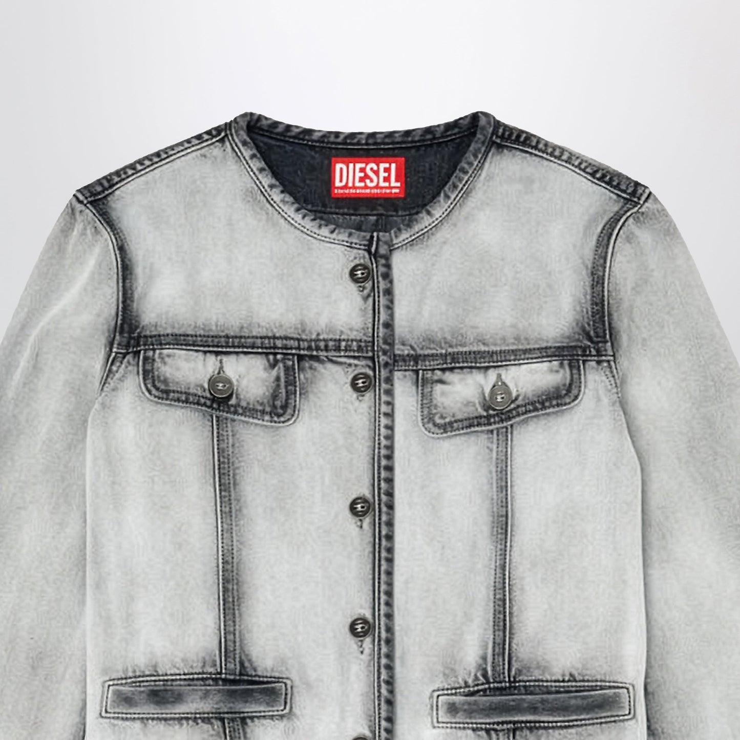 Diesel Grey De-Grafy Skeleton Denim Jacket Women DIESEL