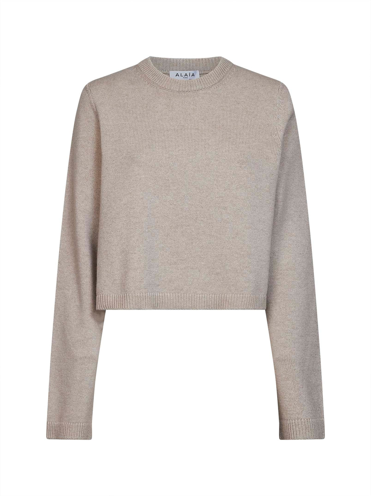 Alaïa Women Sand Cashmere Knit Boxy Sweater ALAIA