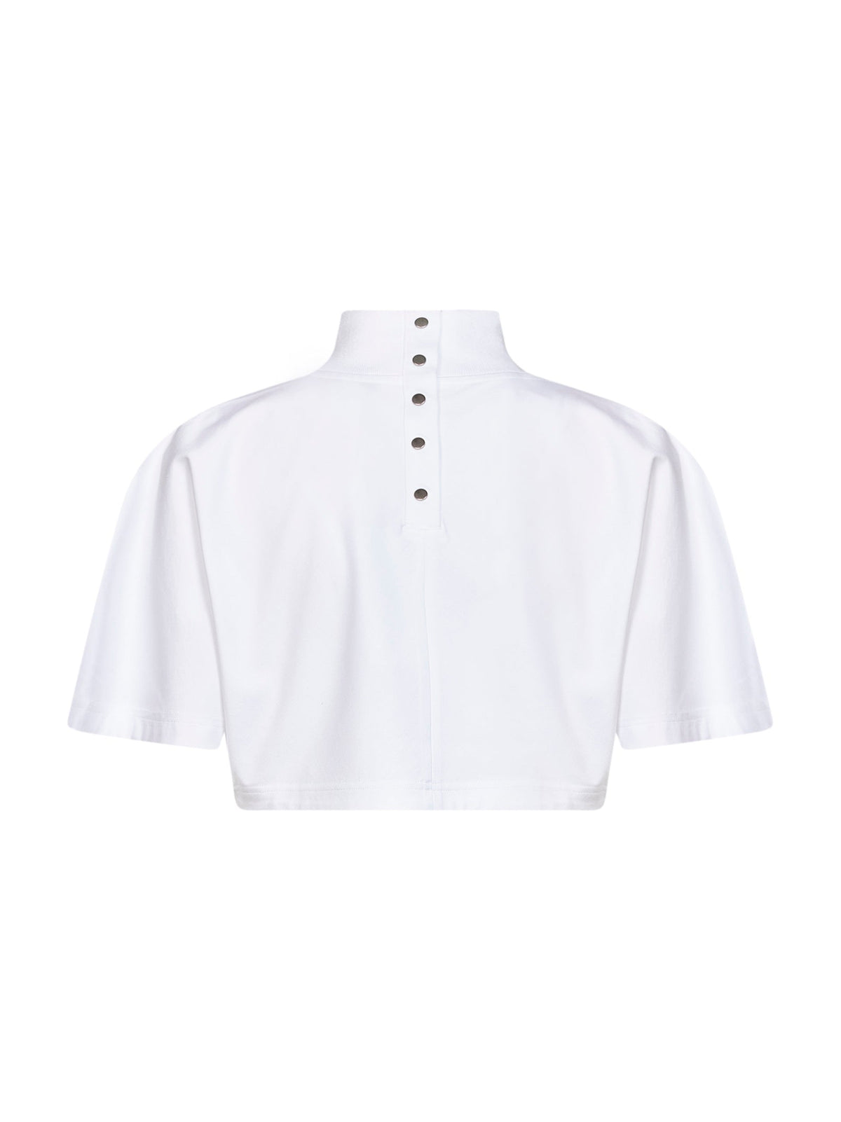 Alaïa Women White Cotton Jersey Cropped T-Shirt ALAIA