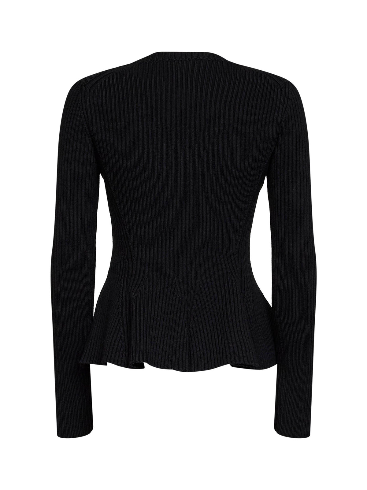 Alaïa Women Black Ribbed Wool-Blend Knit Peplum Top ALAIA