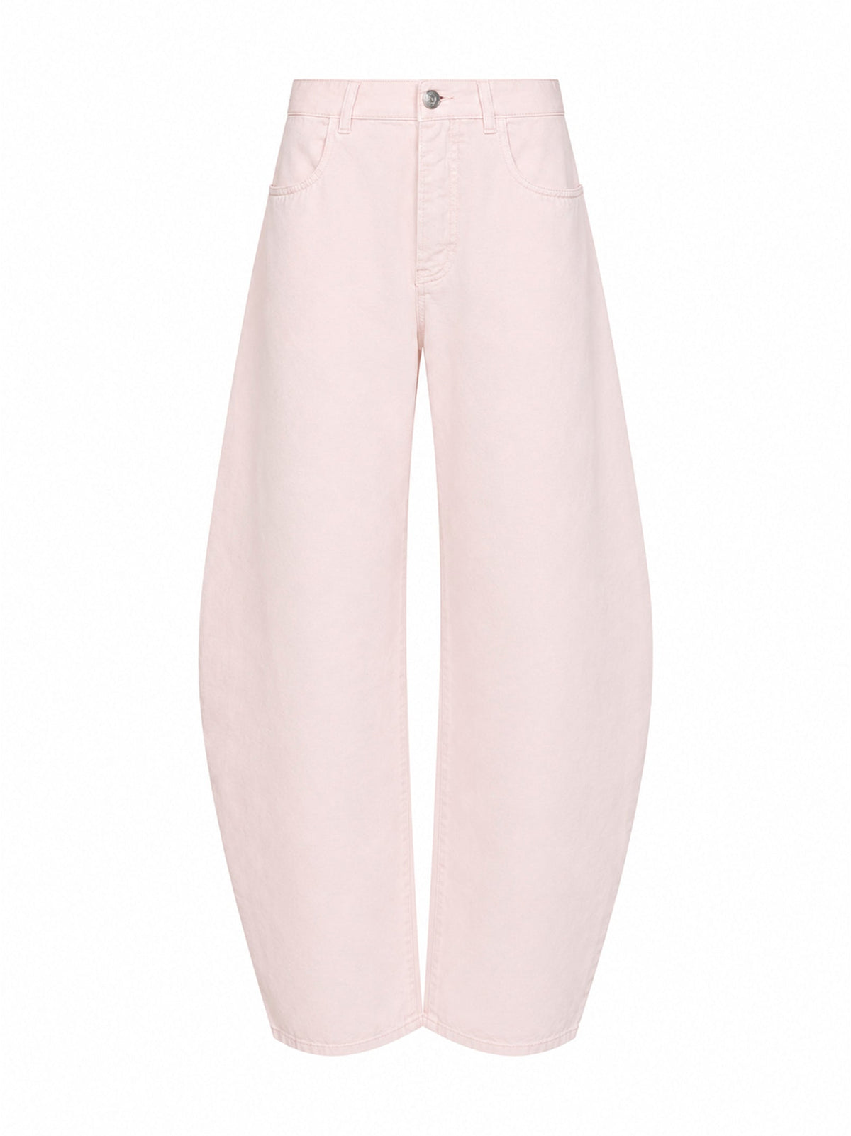 Alaïa Women Pink Dyed Cotton Denim Low-Rise Round Jeans ALAIA
