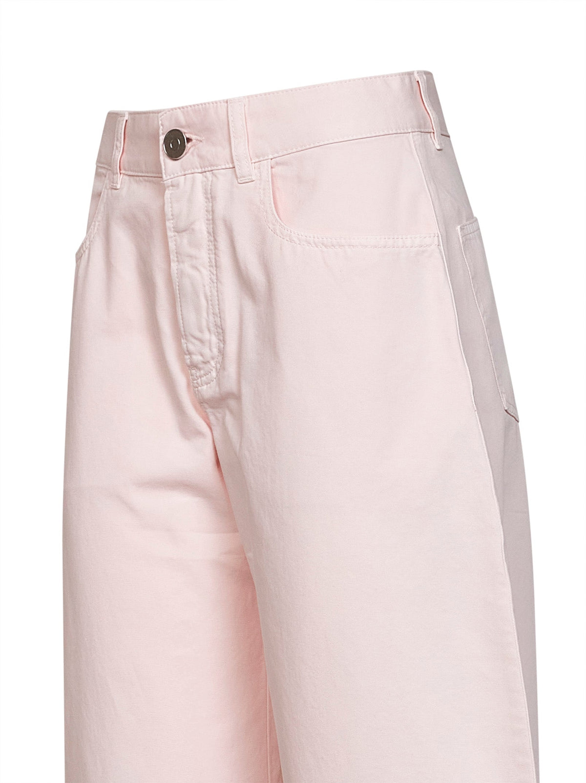 Alaïa Women Pink Dyed Cotton Denim Low-Rise Round Jeans ALAIA