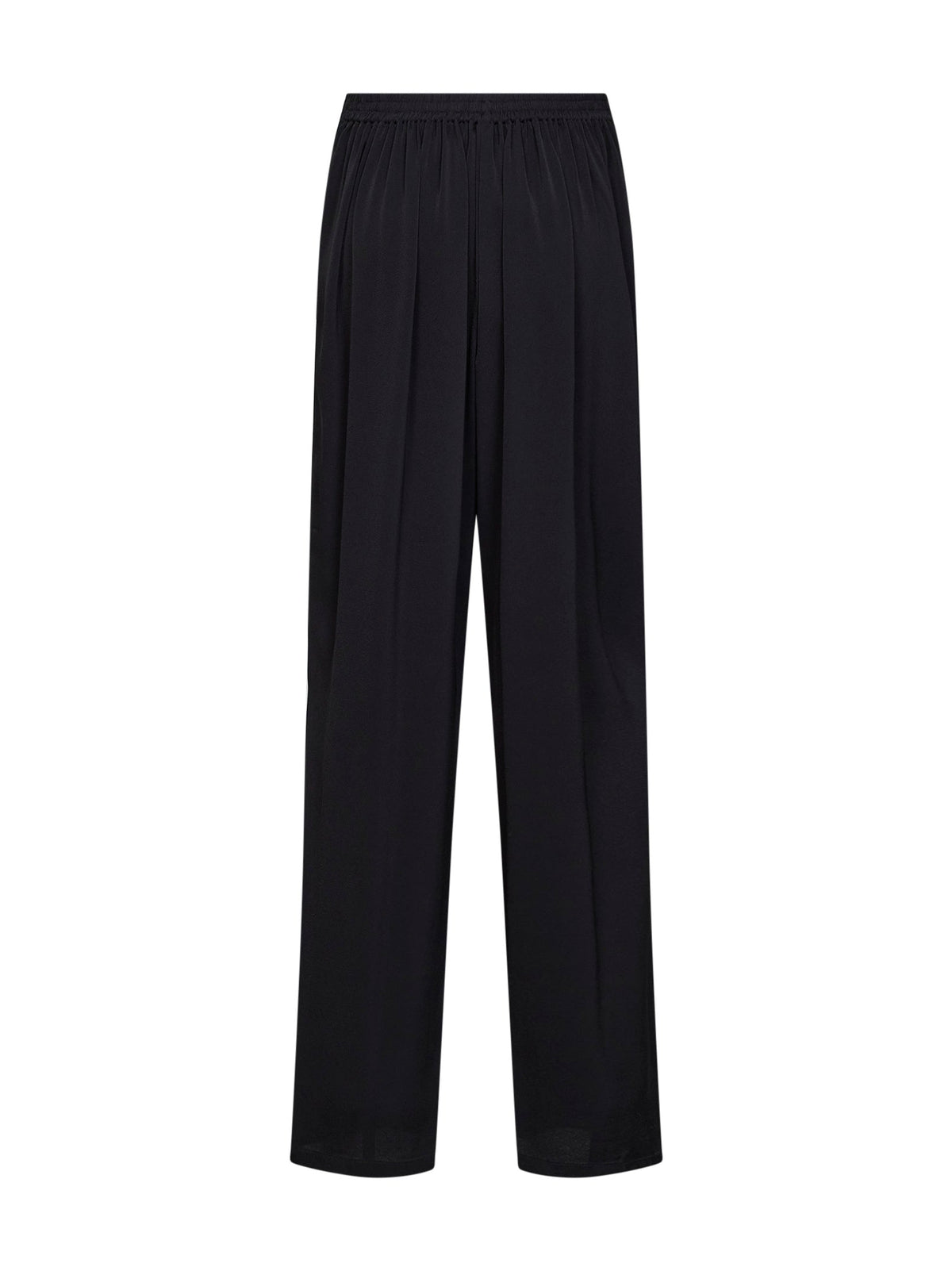 Alaïa Women Black Cady Straight Trousers With Contrasting Bands ALAIA