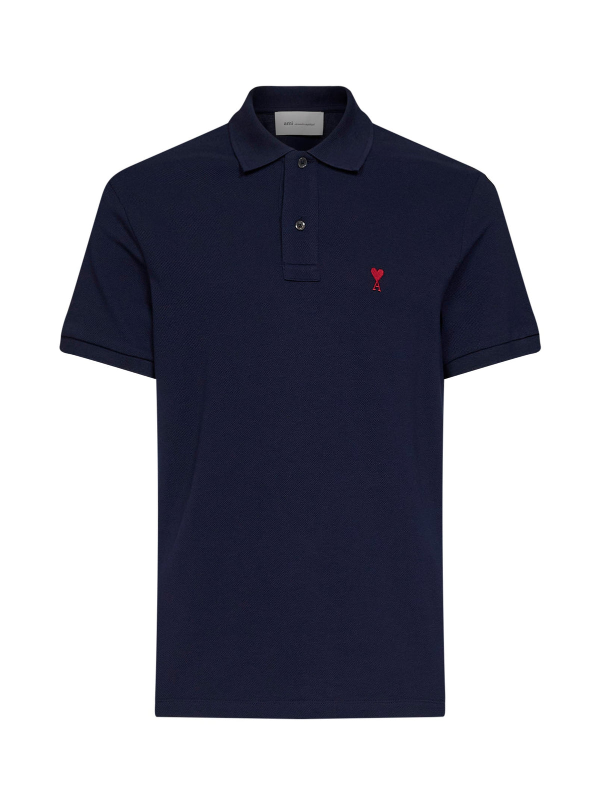 Ami Paris Men Midnight Blue Cotton Piqué Ami De Cœur Polo Shirt AMI PARIS