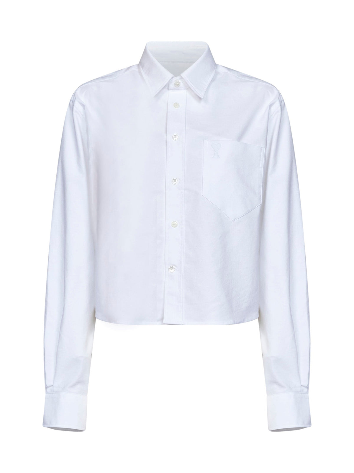 Ami Paris Women White Cotton Poplin Cropped Shirt AMI PARIS