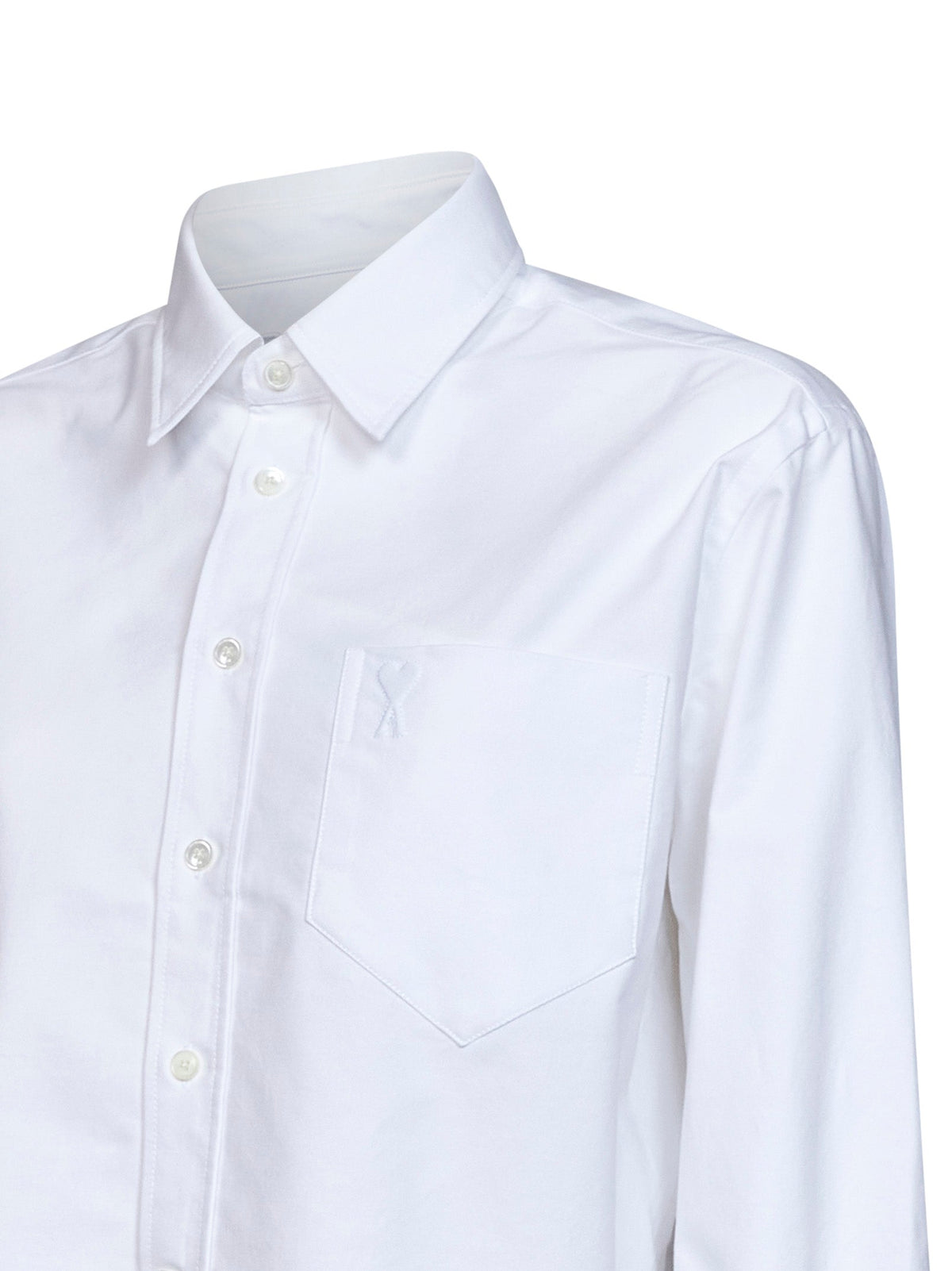Ami Paris Women White Cotton Poplin Cropped Shirt AMI PARIS