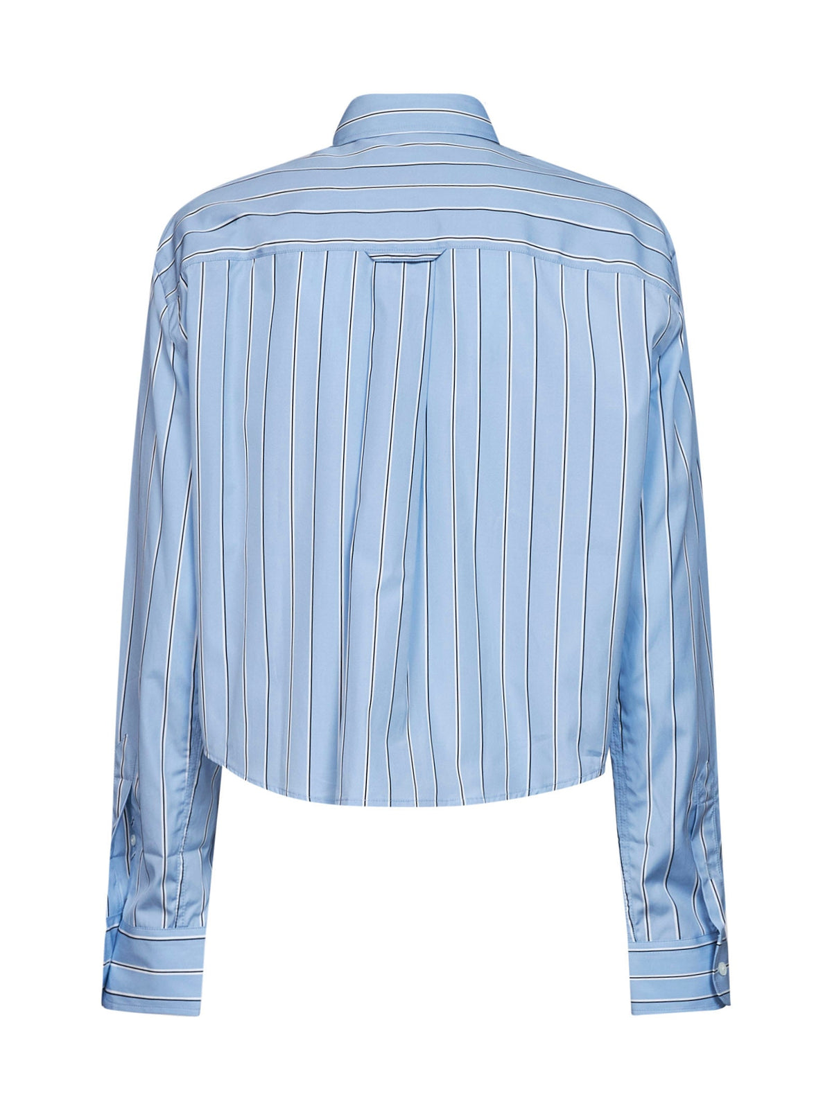 Ami Paris Women Blue Striped Cotton Poplin Cropped Shirt AMI PARIS