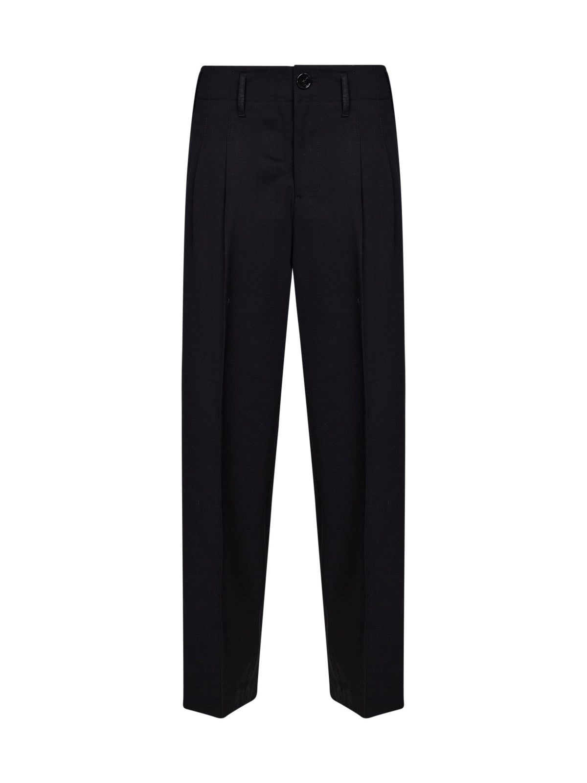 Ami Paris Women Black Virgin Wool Double-Pleat Trousers AMI PARIS