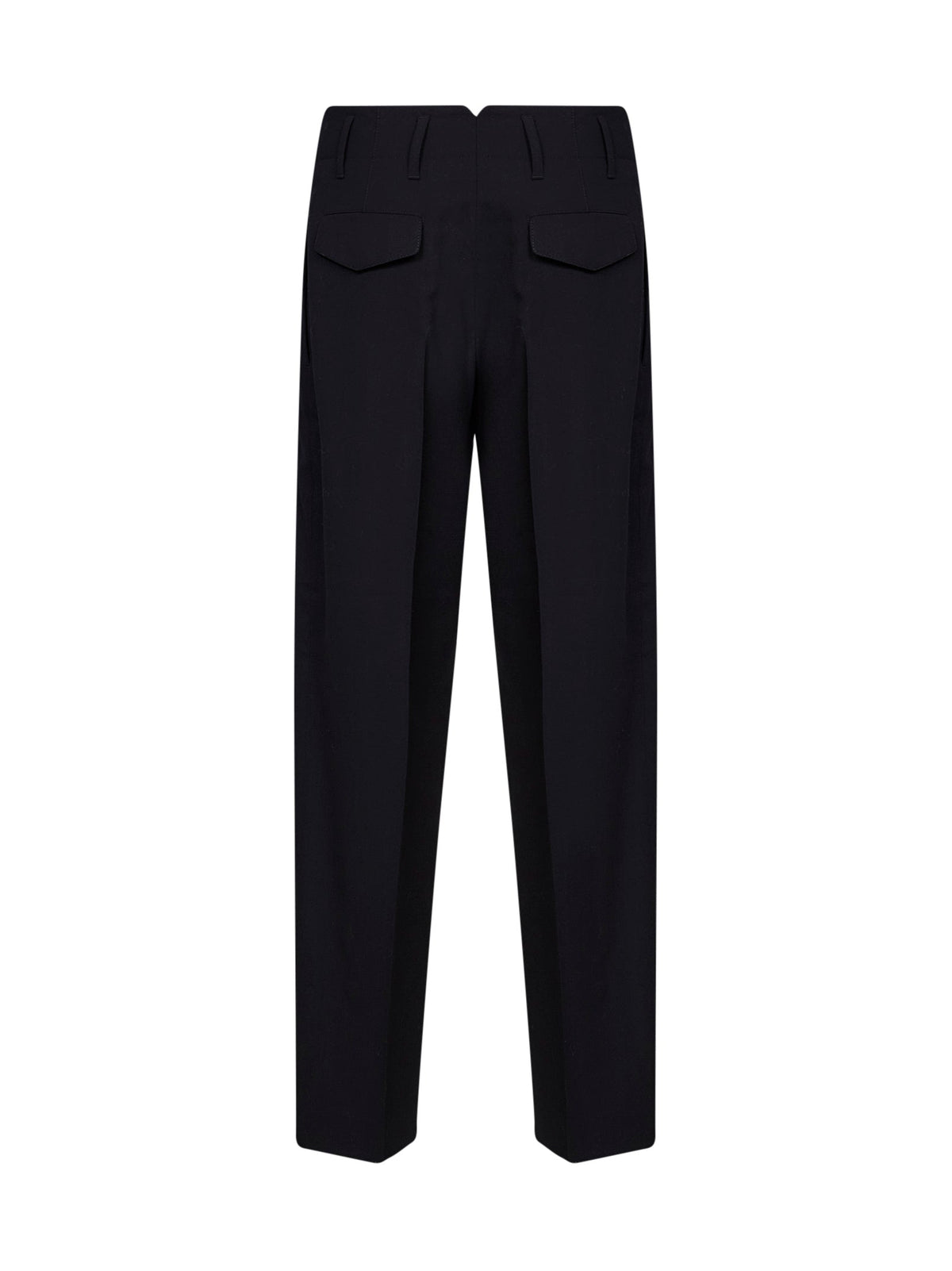 Ami Paris Women Black Virgin Wool Double-Pleat Trousers AMI PARIS