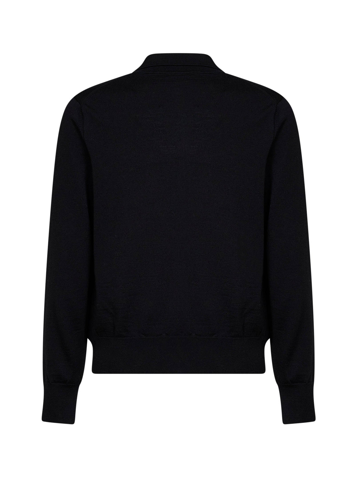 Ami Paris Men Black Extra-Fine Merino Wool Knit Ami De Cœur Polo Shirt AMI PARIS