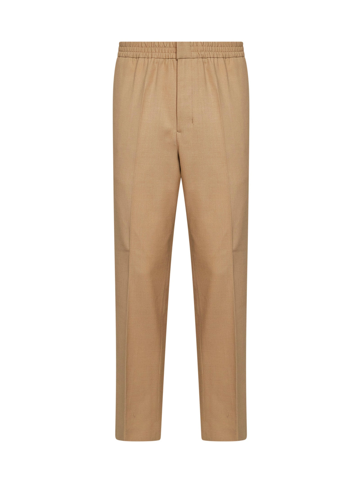 Ami Paris Men Beige Wool Serge Trousers With Elasticated Waistband AMI PARIS