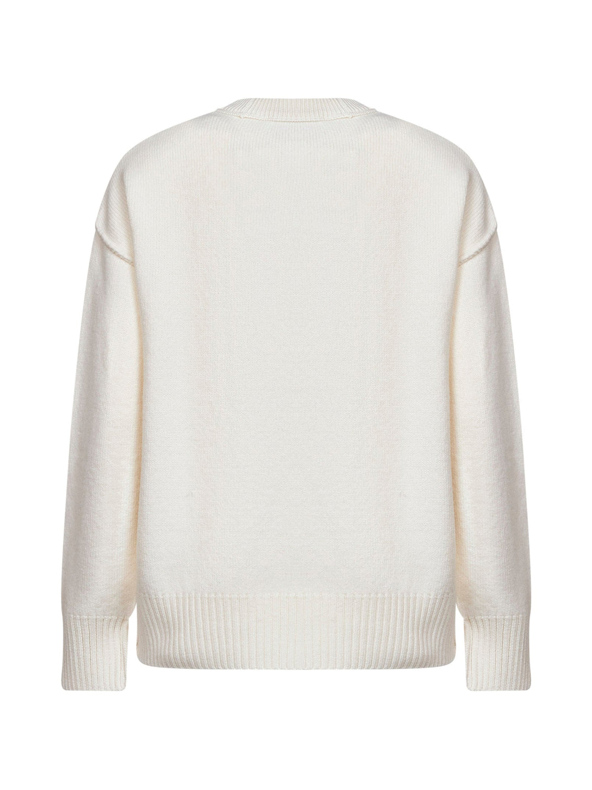 Ami Paris Women Ecru Felted Merino Wool Ami De Cœur Crewneck Sweater AMI PARIS