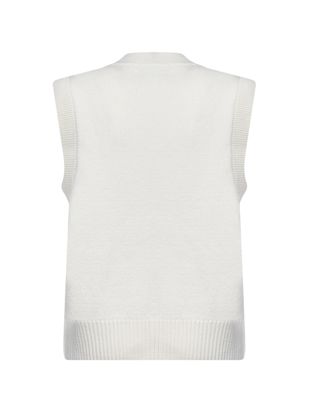 Ami Paris Women Ecru Felted Merino Wool Knit Ami De Cœur Vest AMI PARIS