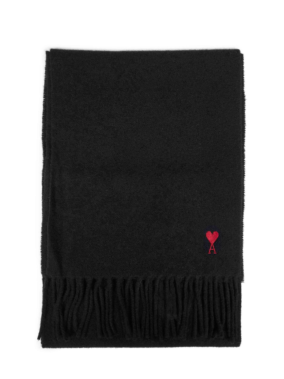 Ami Paris Men Black Wool Ami De Cœur Scarf AMI PARIS