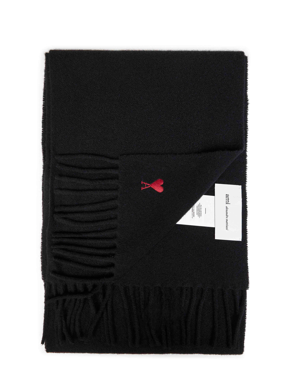 Ami Paris Men Black Wool Ami De Cœur Scarf AMI PARIS