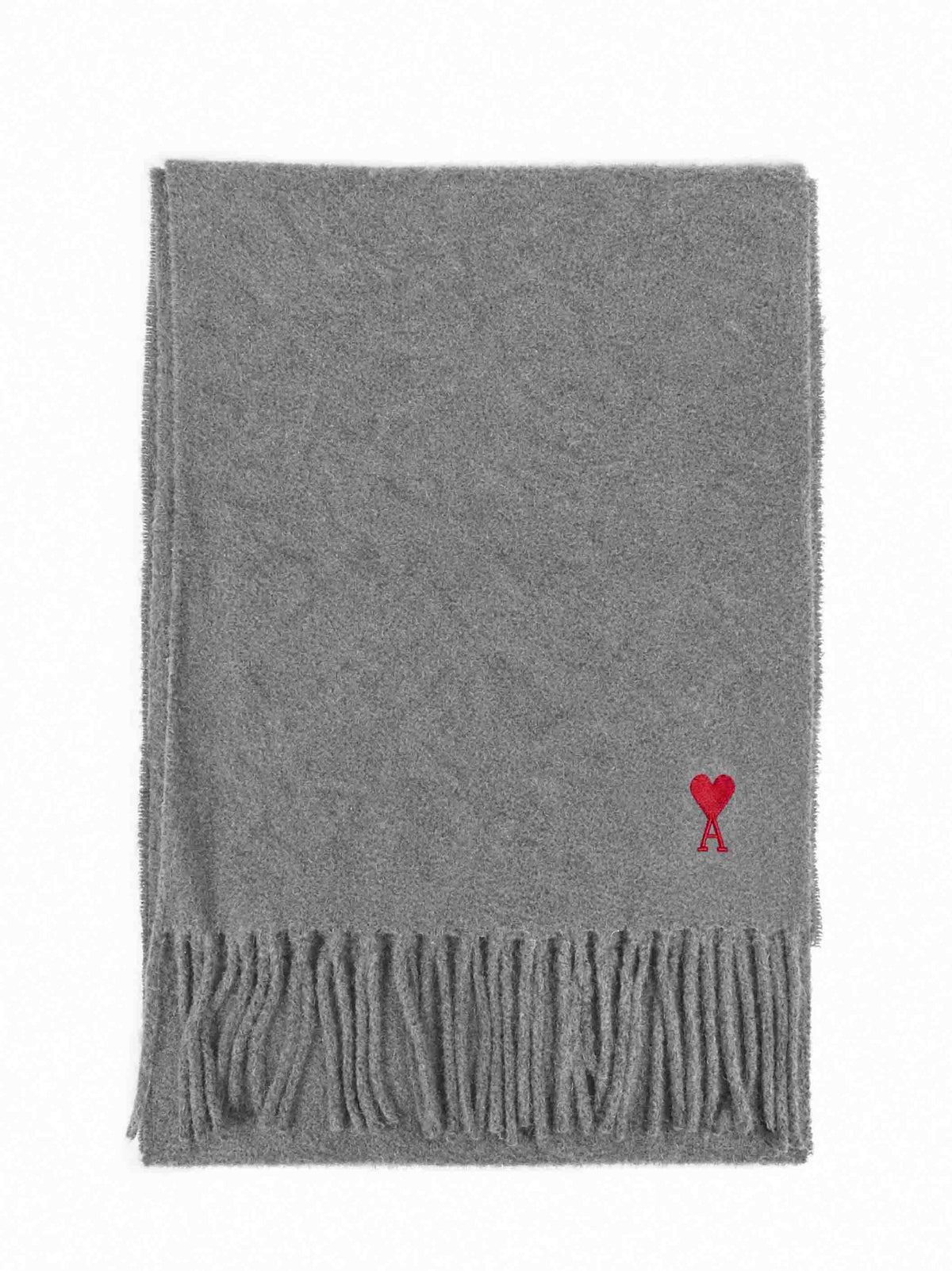 Ami Paris Men Charcoal Grey Wool Ami De Cœur Scarf AMI PARIS