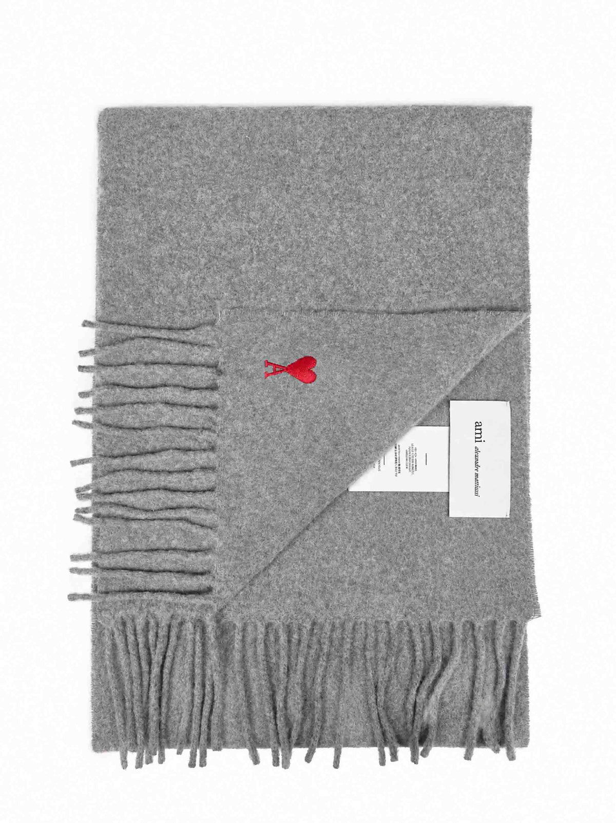 Ami Paris Men Charcoal Grey Wool Ami De Cœur Scarf AMI PARIS