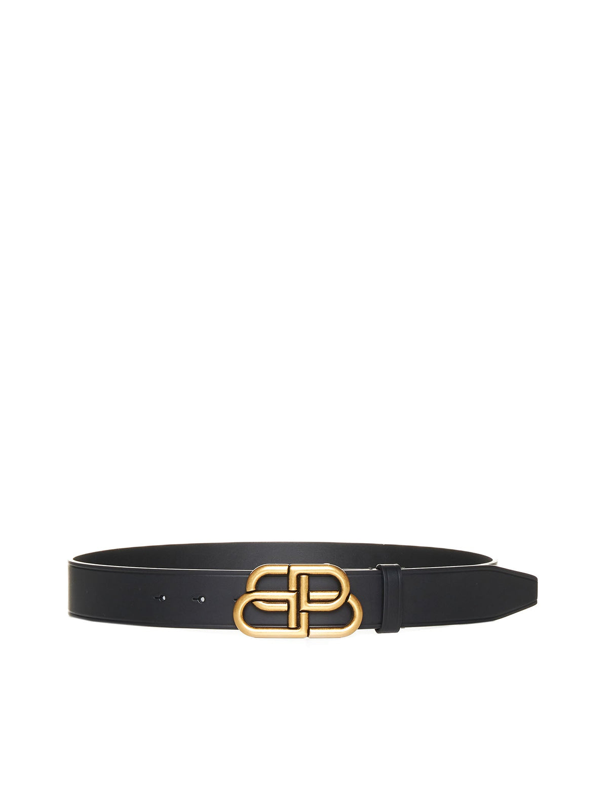 Balenciaga Men Black Leather Bb Large Belt BALENCIAGA
