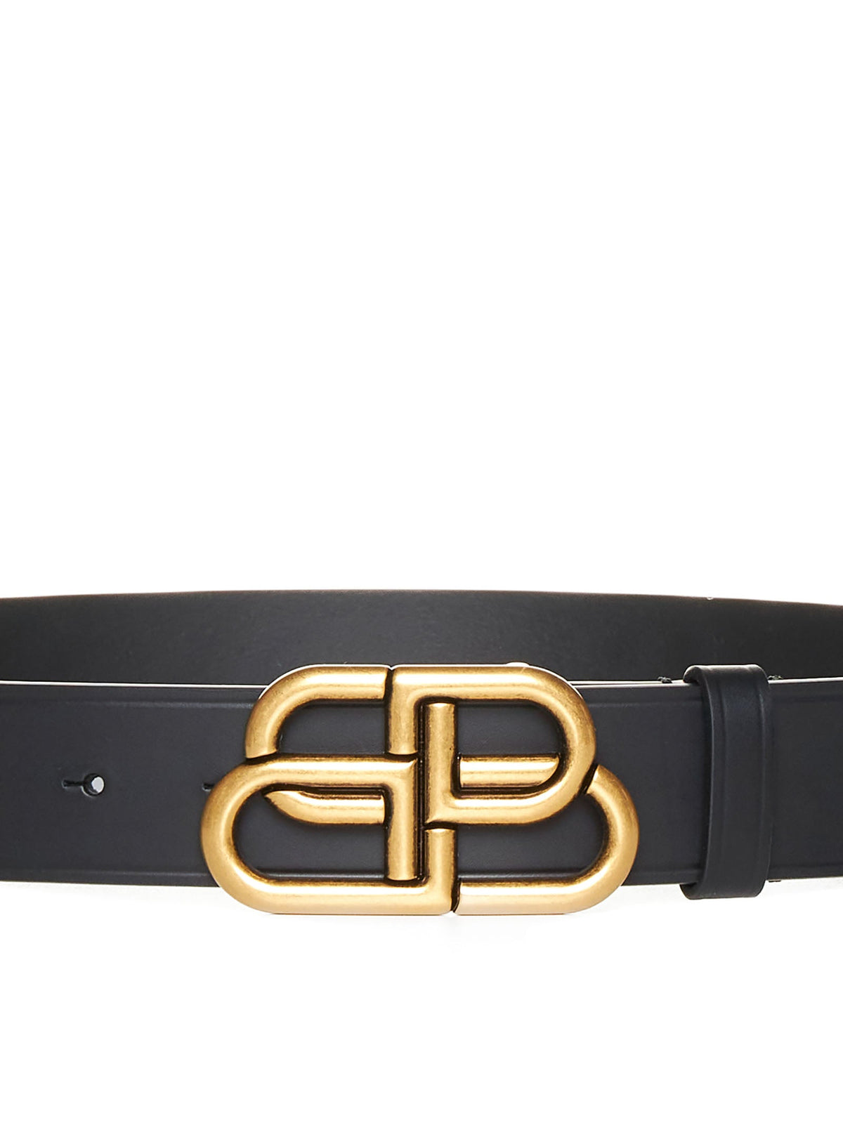 Balenciaga Men Black Leather Bb Large Belt BALENCIAGA