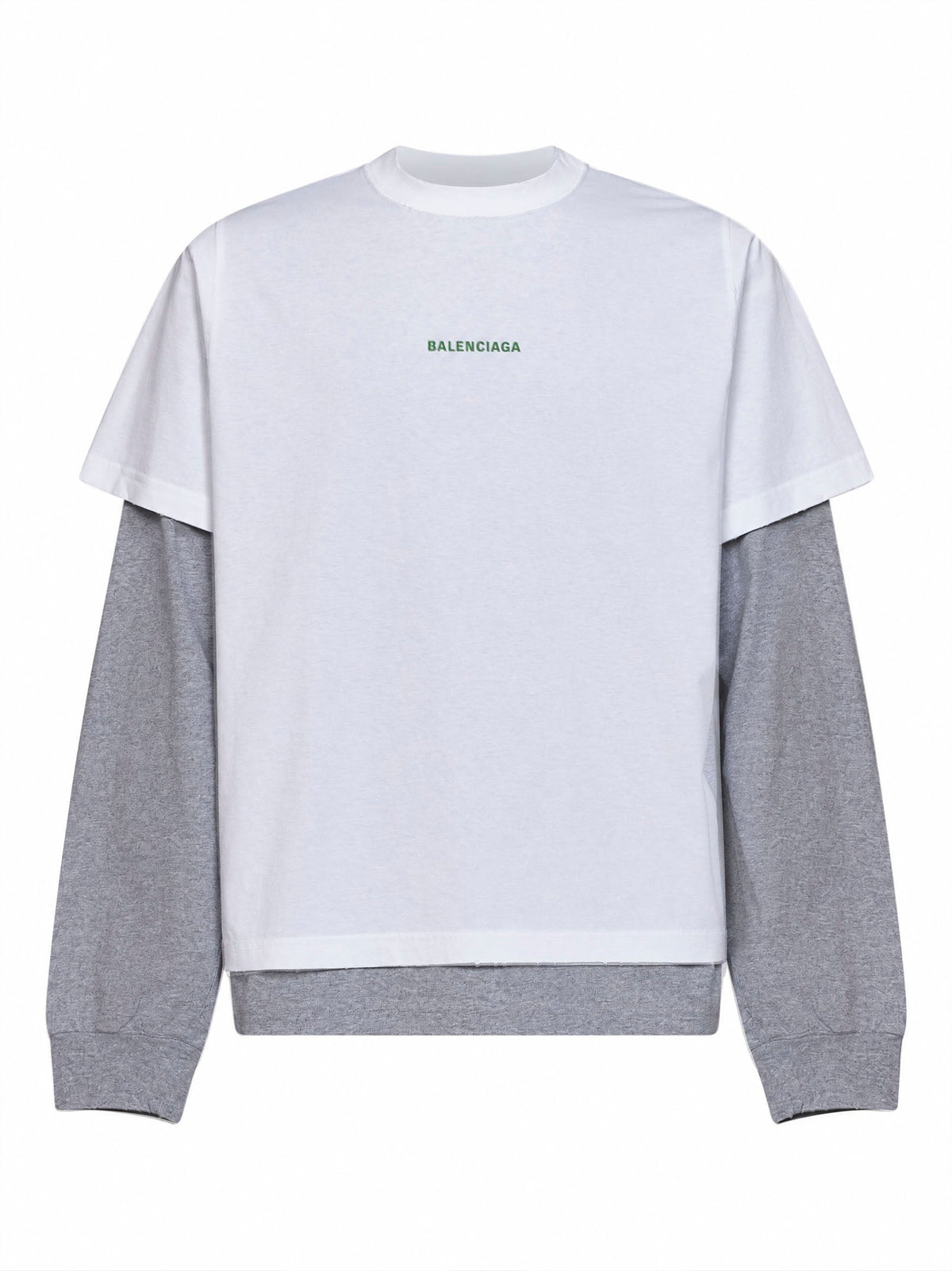 Balenciaga Men White And Grey Double T-Shirt Long-Sleeved T-Shirt BALENCIAGA