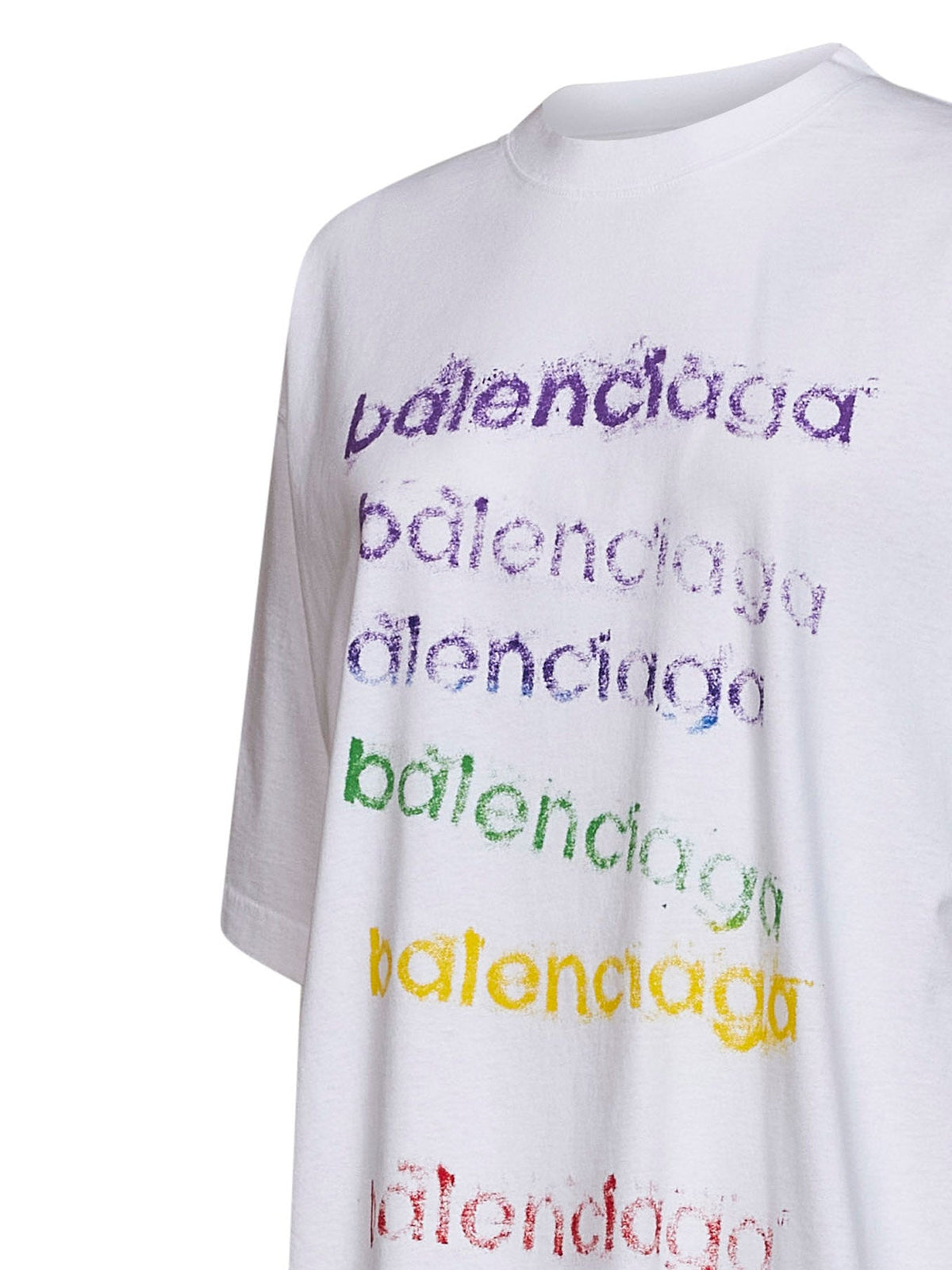 Balenciaga Women White Cotton Oversized T-Shirt T-Shirt With Logo Print BALENCIAGA