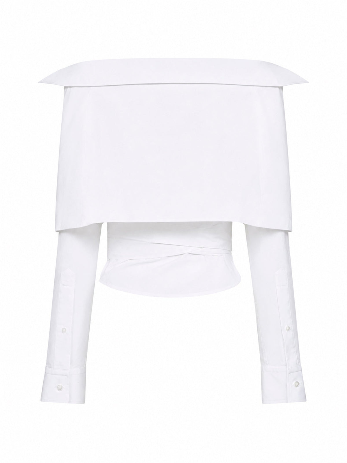 Balenciaga Women White Cotton Poplin Off-Shoulder Wrap Shirt BALENCIAGA