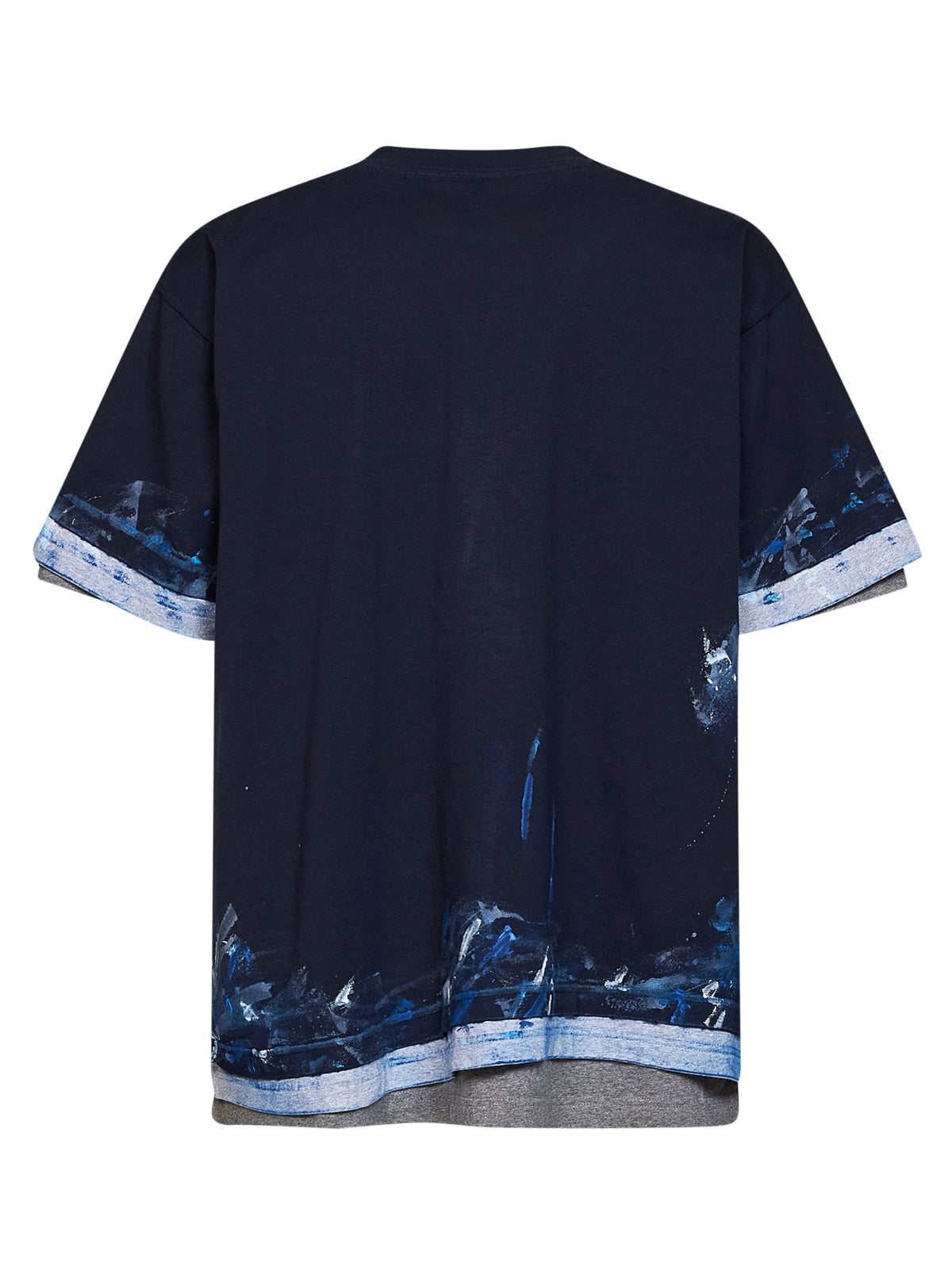 Balenciaga Men Navy Blue Layered Paint Splatter T-Shirt BALENCIAGA