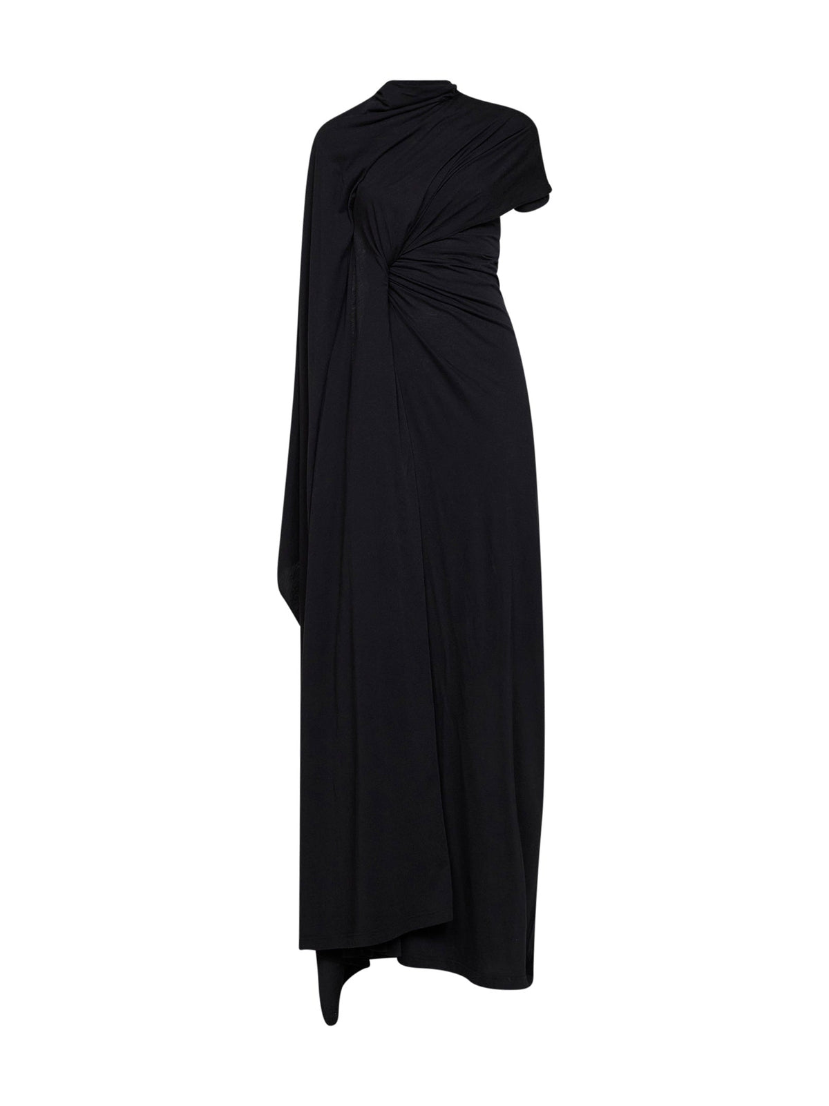 Balenciaga Women Black Thin Jersey Draped Cape Dress BALENCIAGA