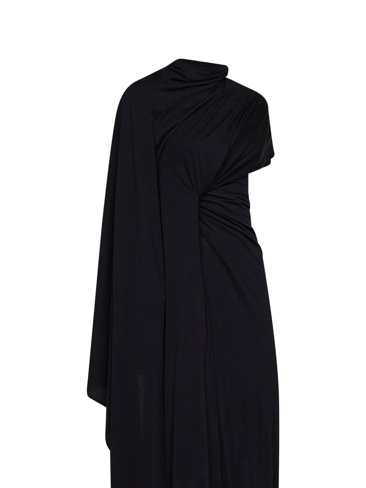 Balenciaga Women Black Thin Jersey Draped Cape Dress BALENCIAGA