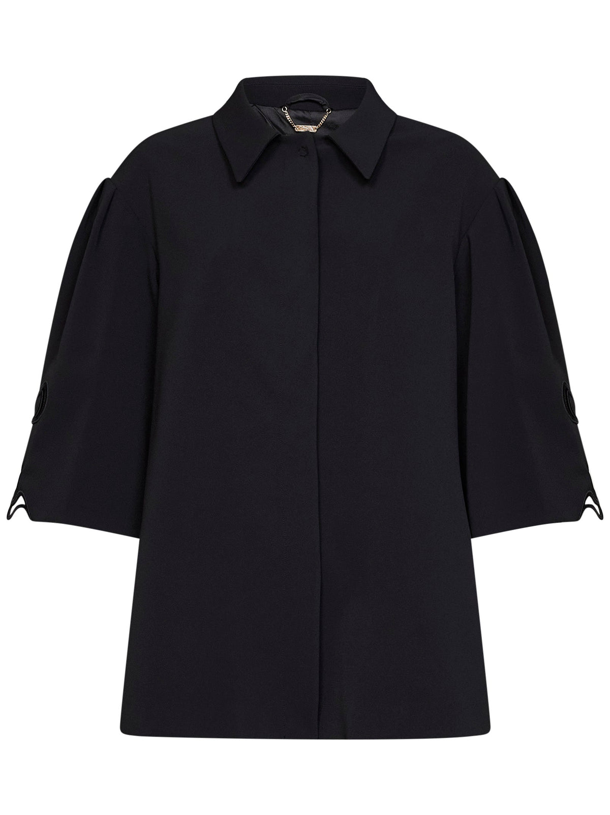Blumarine Women Black Technical Cady Oversized Jacket With Embroidery BLUMARINE
