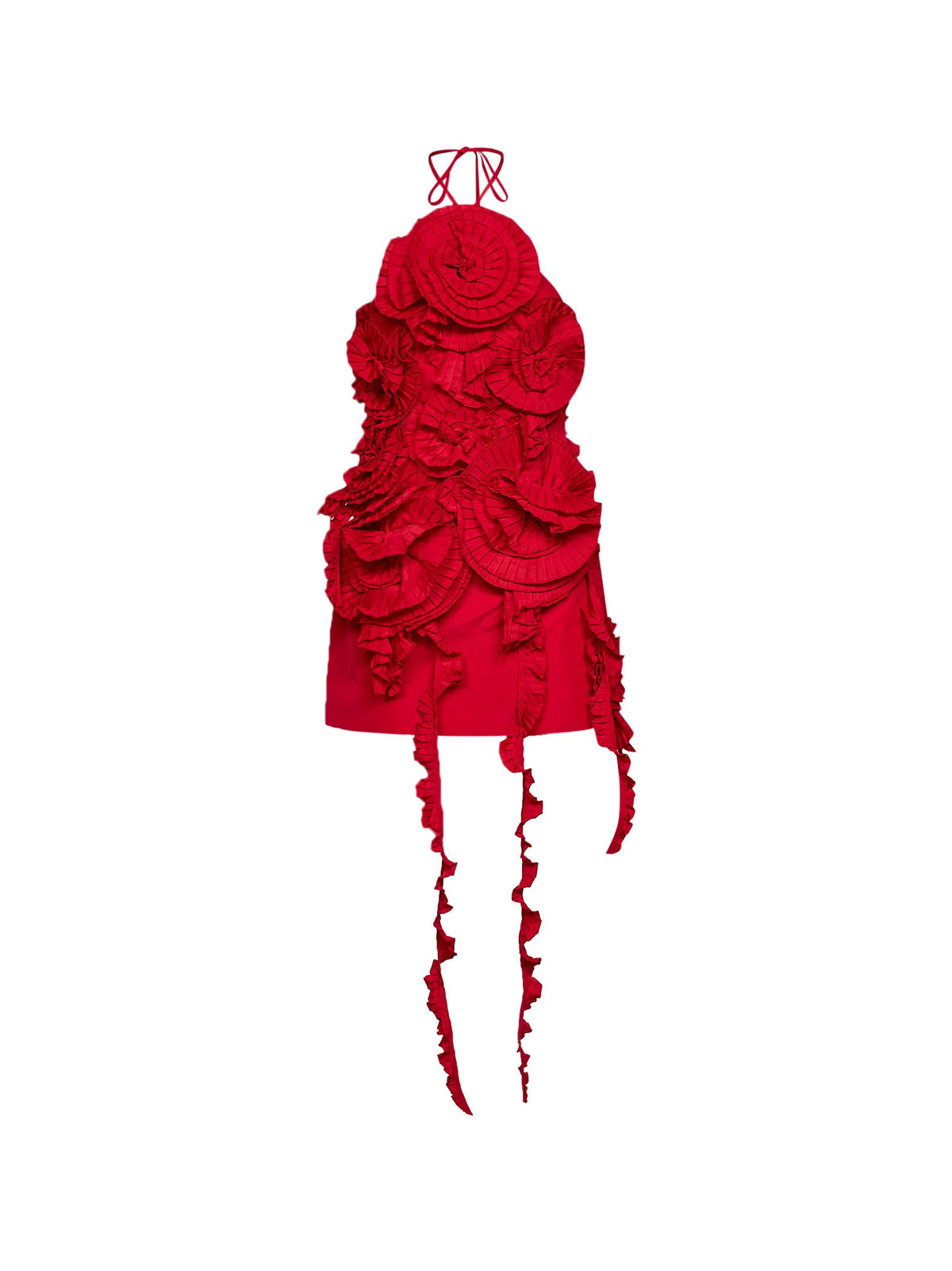 Blumarine Women Red Taffeta Mini Dress With 3D Roses BLUMARINE