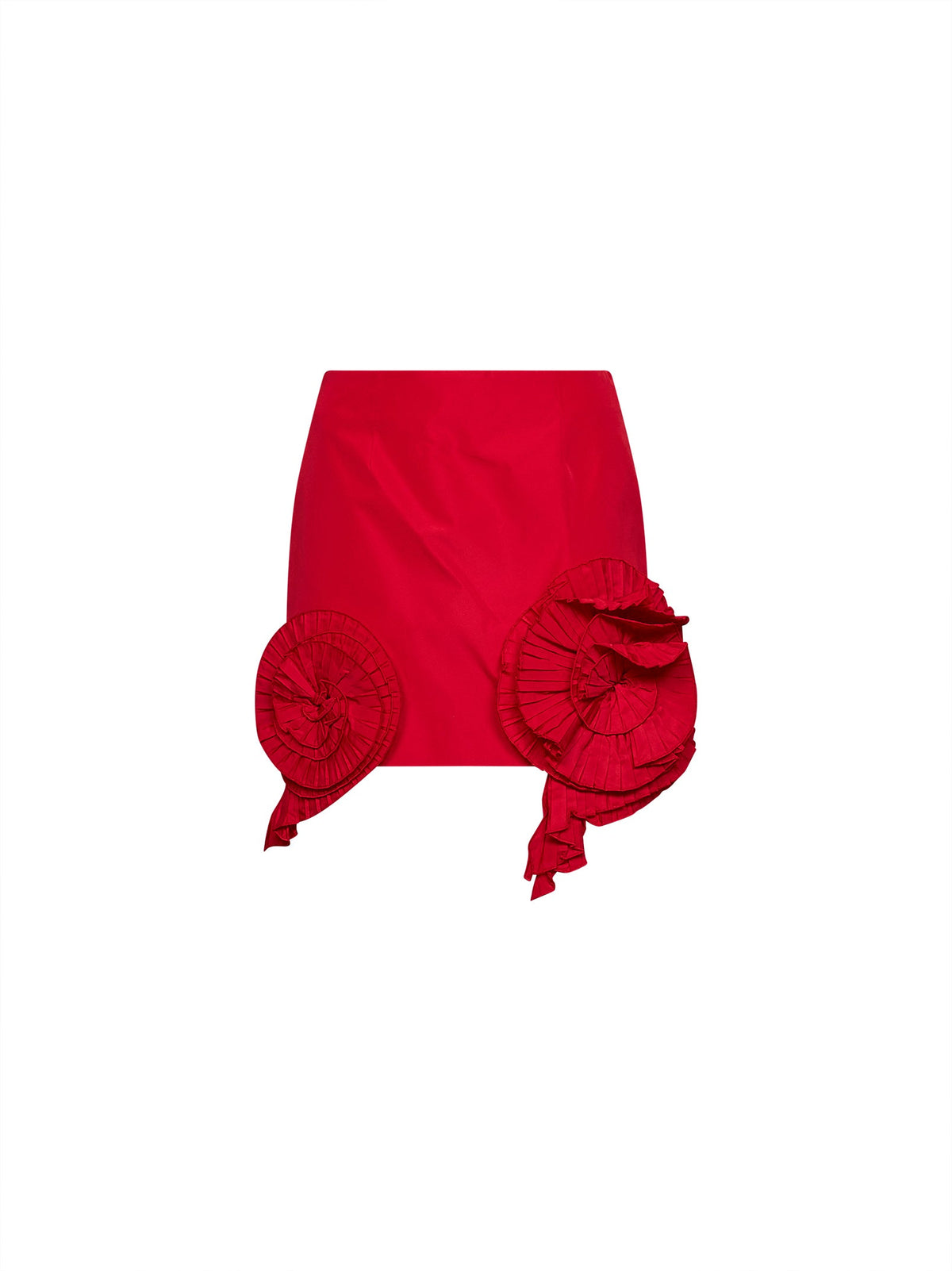 Blumarine Women Red Taffeta Mini Skirt With 3D Roses BLUMARINE