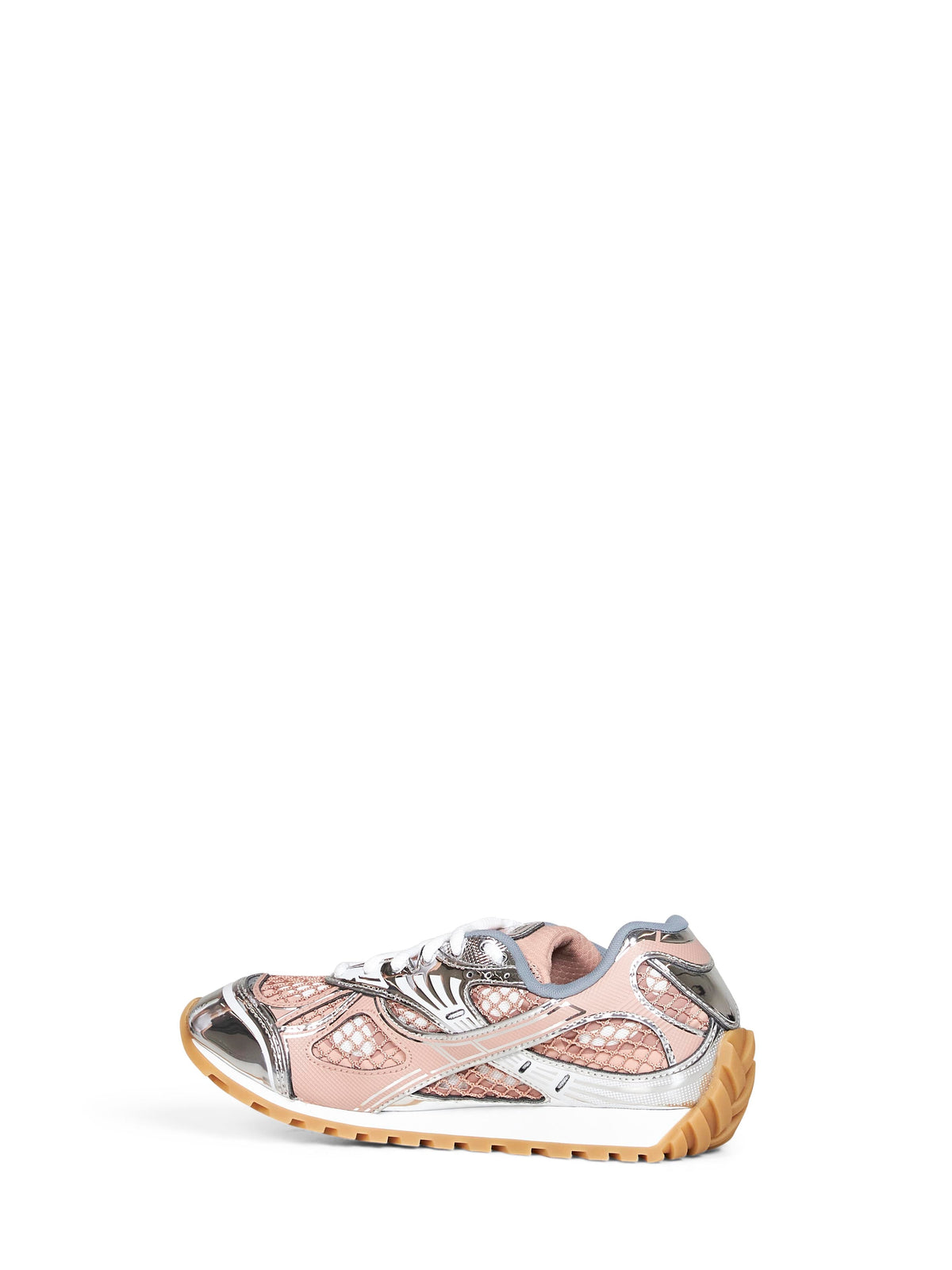 Bottega Veneta Women White And Terra Pink Technical Fabric And Mesh Orbit Sneakers BOTTEGA VENETA