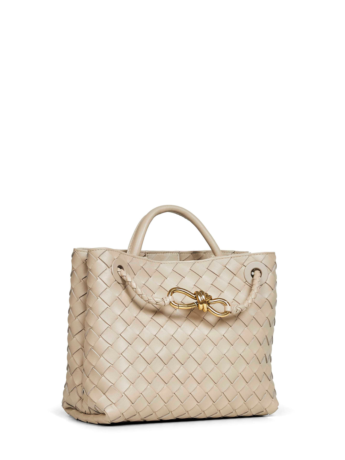 Bottega Veneta Women Ecru Small Andiamo Top Handle Bag BOTTEGA VENETA