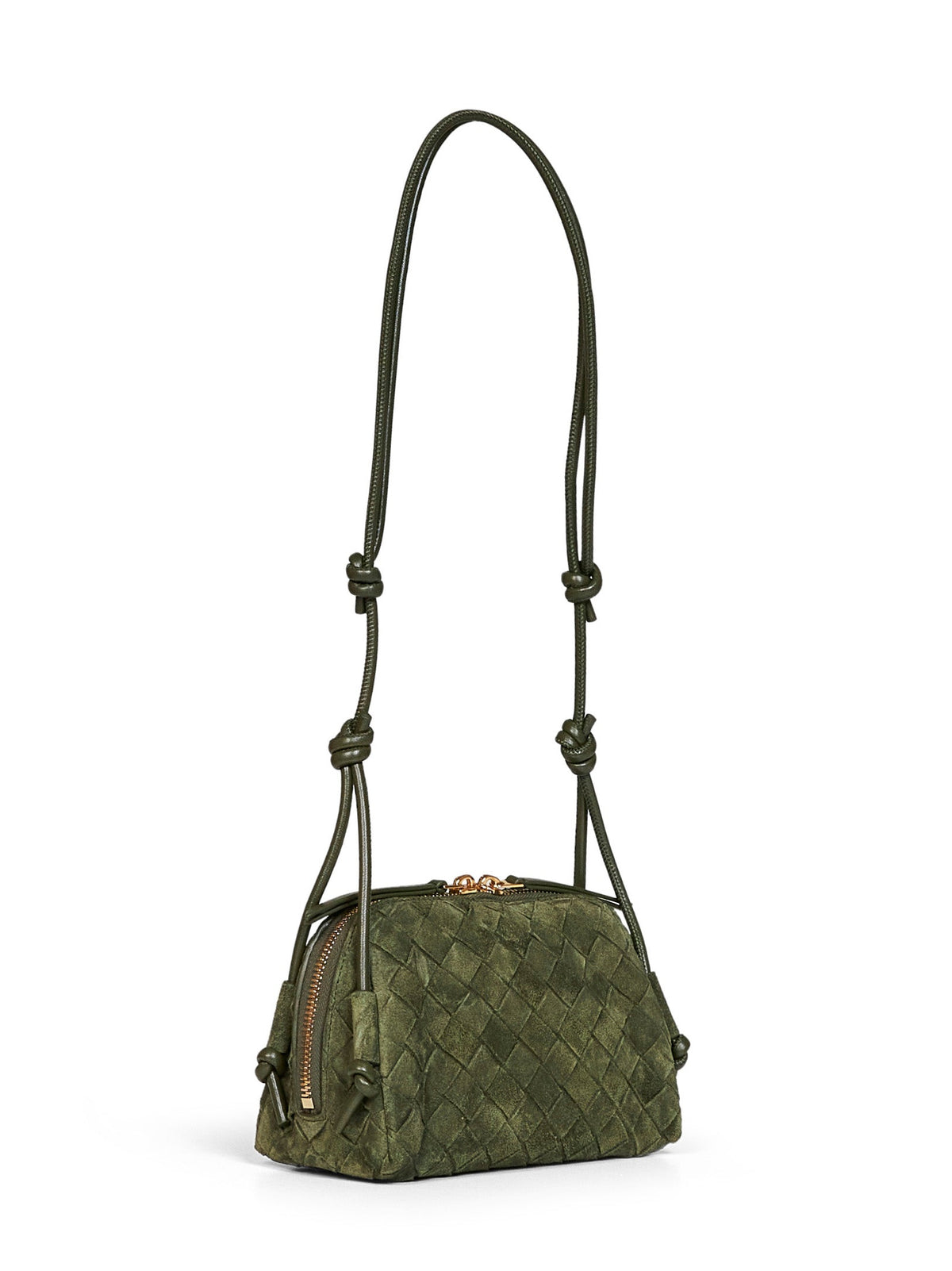 Bottega Veneta Women Green Tweed Concert Pouch BOTTEGA VENETA