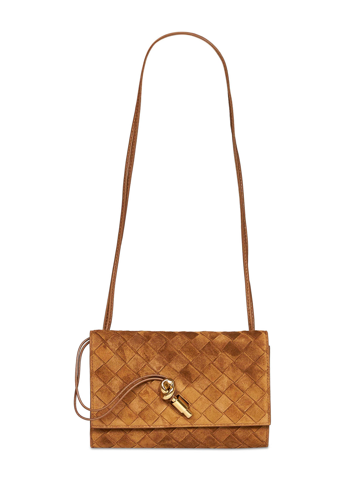 Bottega Veneta Women Dark Caramel 20 Andiamo Pouch With Shoulder Strap BOTTEGA VENETA