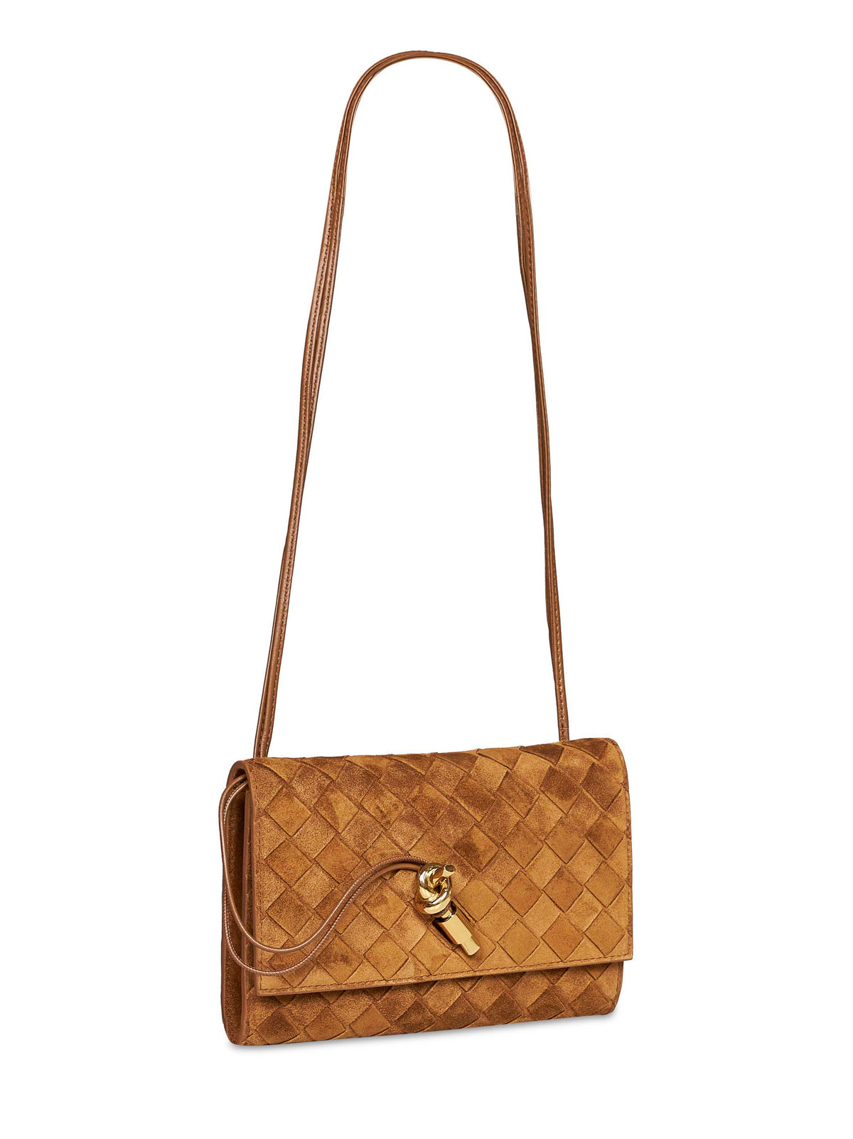 Bottega Veneta Women Dark Caramel 20 Andiamo Pouch With Shoulder Strap BOTTEGA VENETA