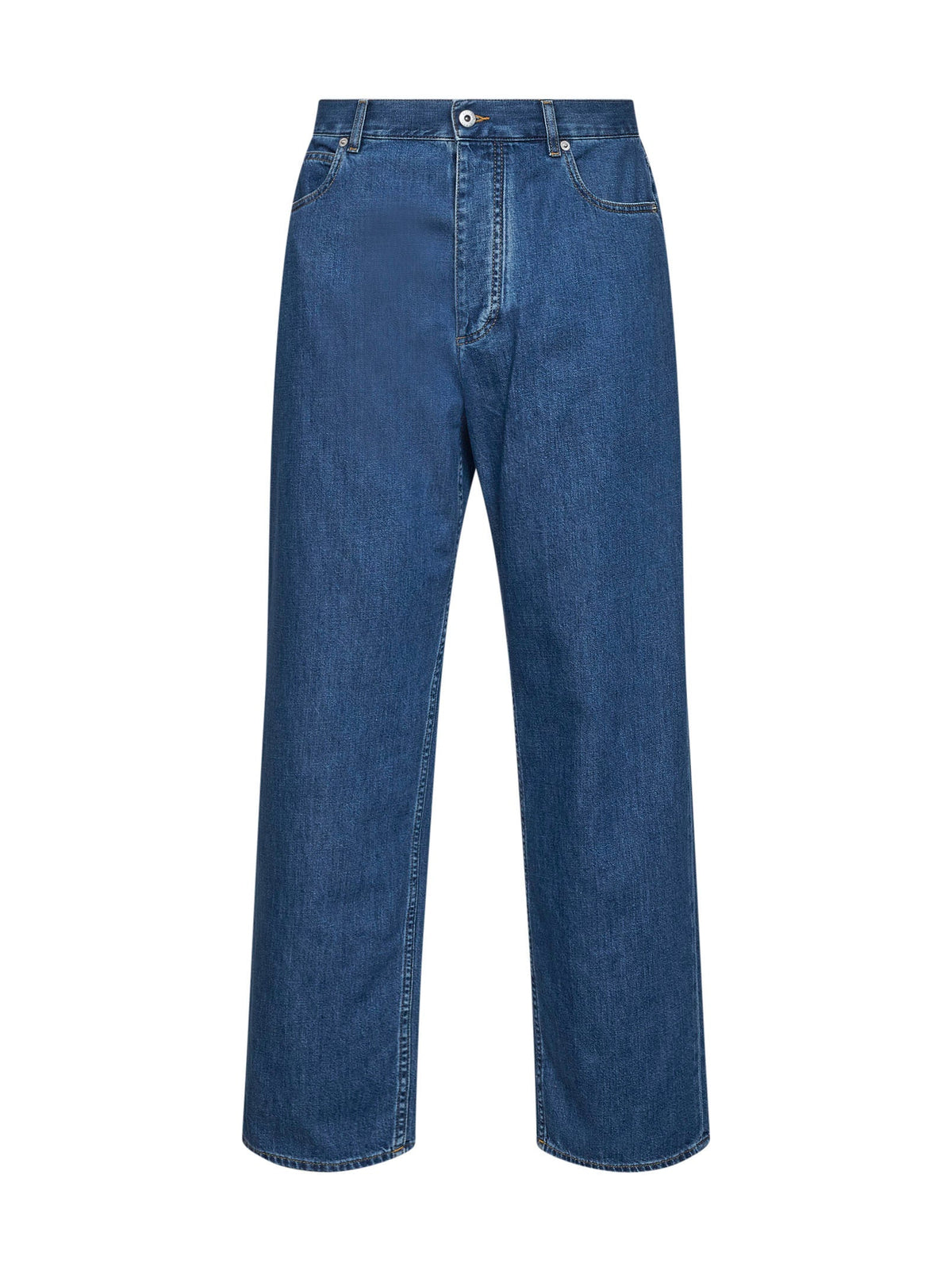 Bottega Veneta Men Medium Blue Cotton Denim Wide-Leg Jeans BOTTEGA VENETA