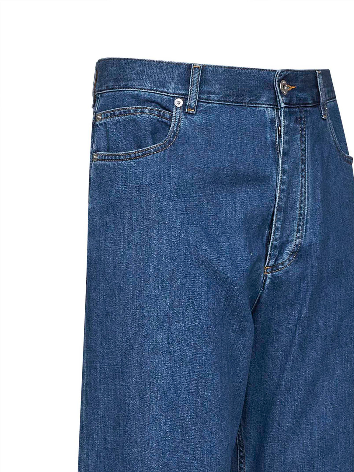 Bottega Veneta Men Medium Blue Cotton Denim Wide-Leg Jeans BOTTEGA VENETA