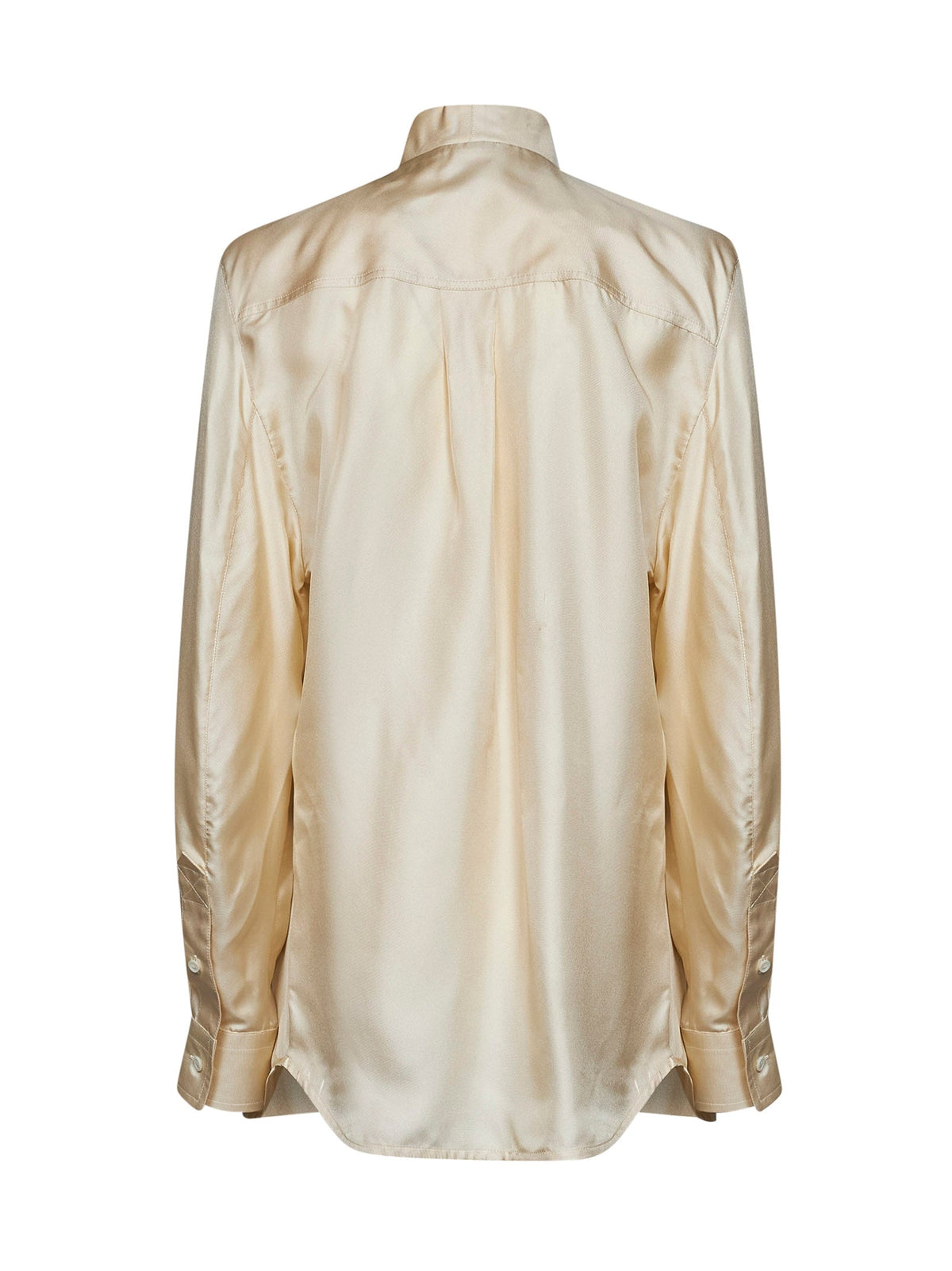 Bottega Veneta Women Prosecco Shiny Viscose Twill Blouse With Tie Neck BOTTEGA VENETA