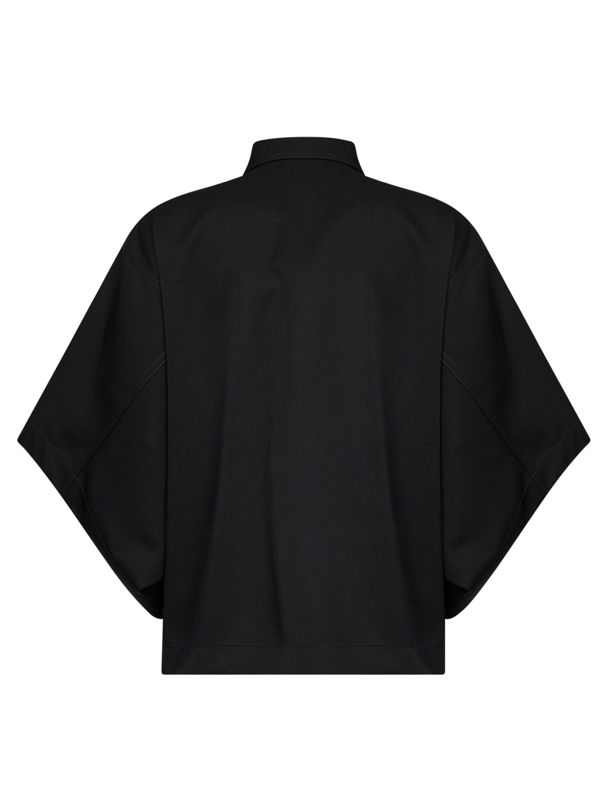 Bottega Veneta Women Black Lightweight Wool Twill Draped Shirt BOTTEGA VENETA