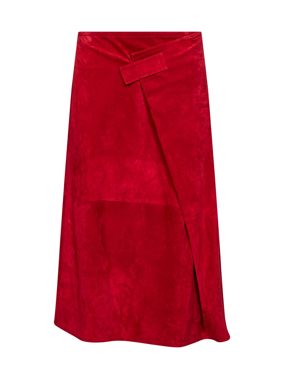 Bottega Veneta Women Red Suede Wrap Midi Skirt BOTTEGA VENETA