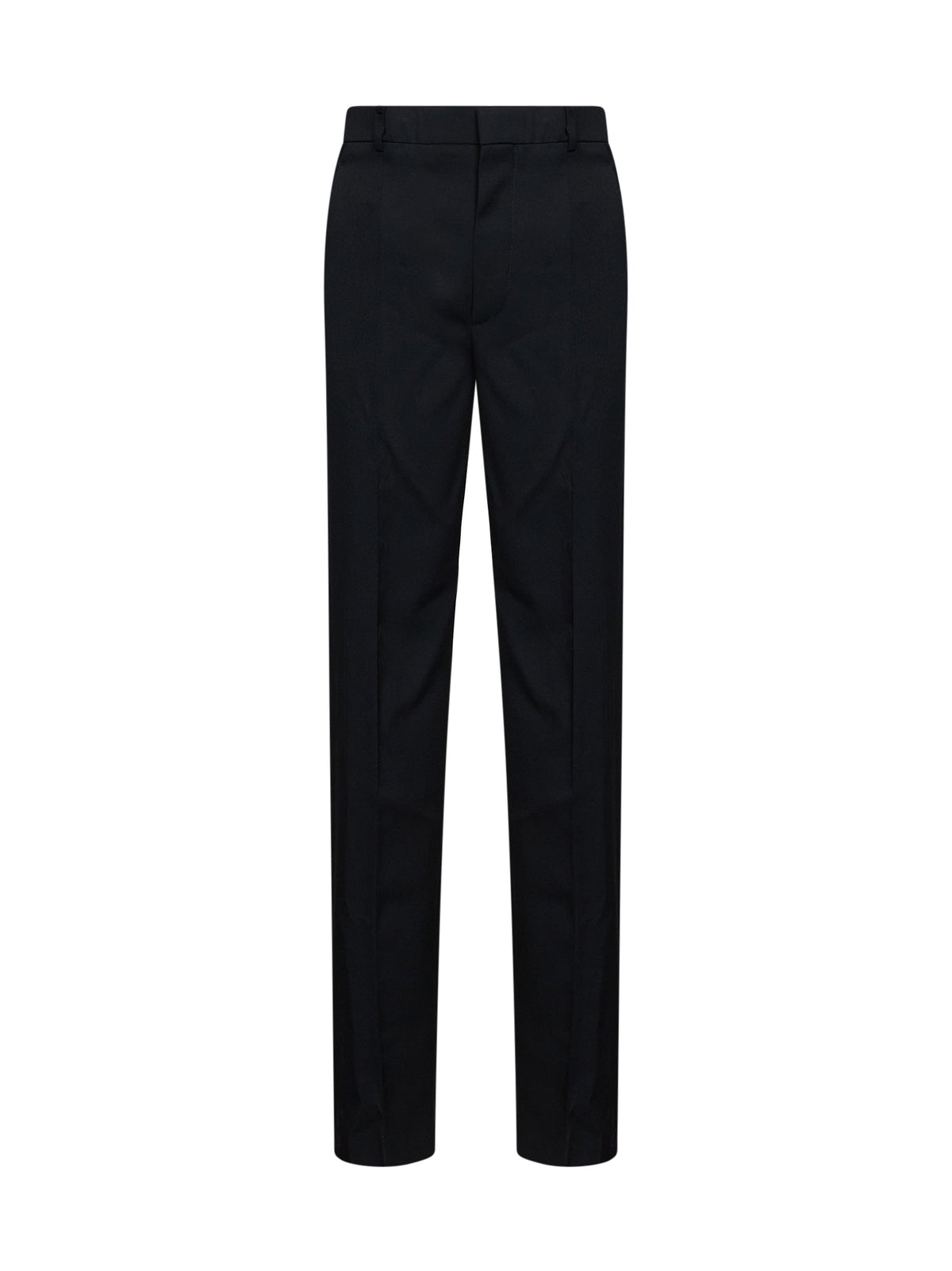 Bottega Veneta Women Black Grain De Poudre Wool Trousers With Tabs BOTTEGA VENETA