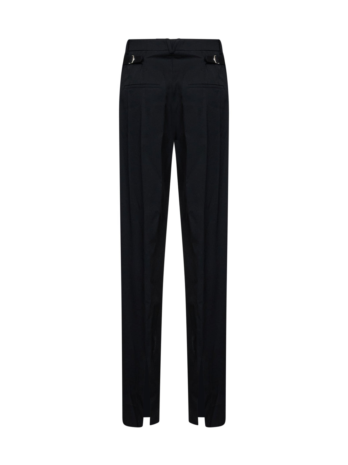 Bottega Veneta Women Black Grain De Poudre Wool Trousers With Tabs BOTTEGA VENETA