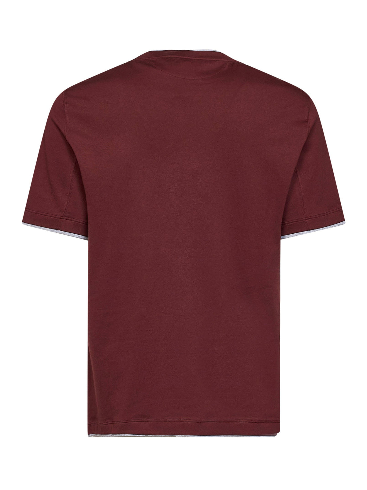 Brunello Cucinelli Men Lava Red Cotton Faux Layering T-Shirt BRUNELLO CUCINELLI