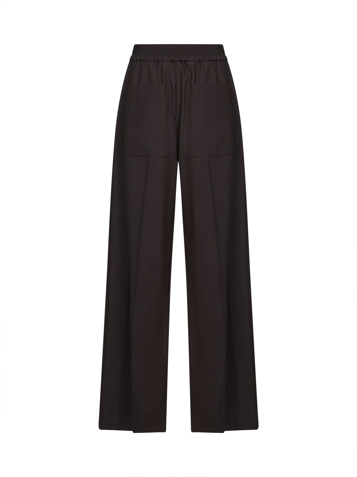 Brunello Cucinelli Women Coffee Tropical Luxury Wool Loose Track Trousers BRUNELLO CUCINELLI