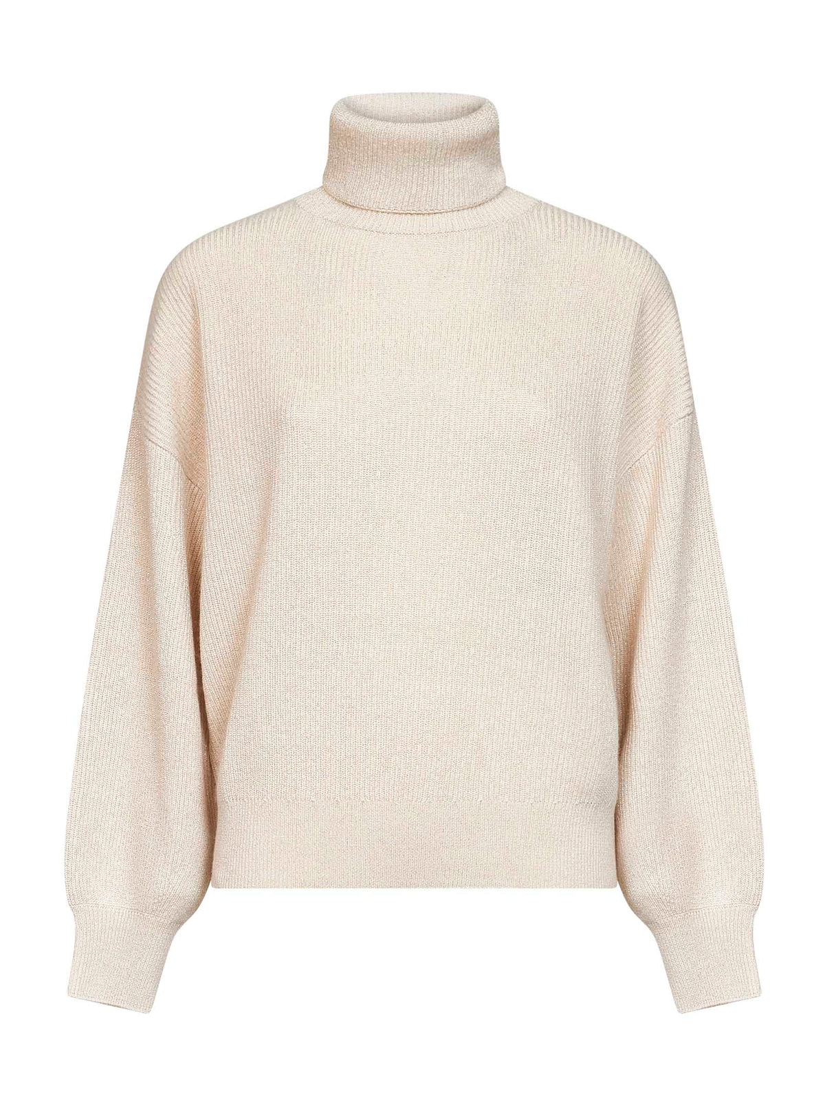 Brunello Cucinelli Women Butter Lamé Cashmere Blend Knit Turtleneck Sweater BRUNELLO CUCINELLI