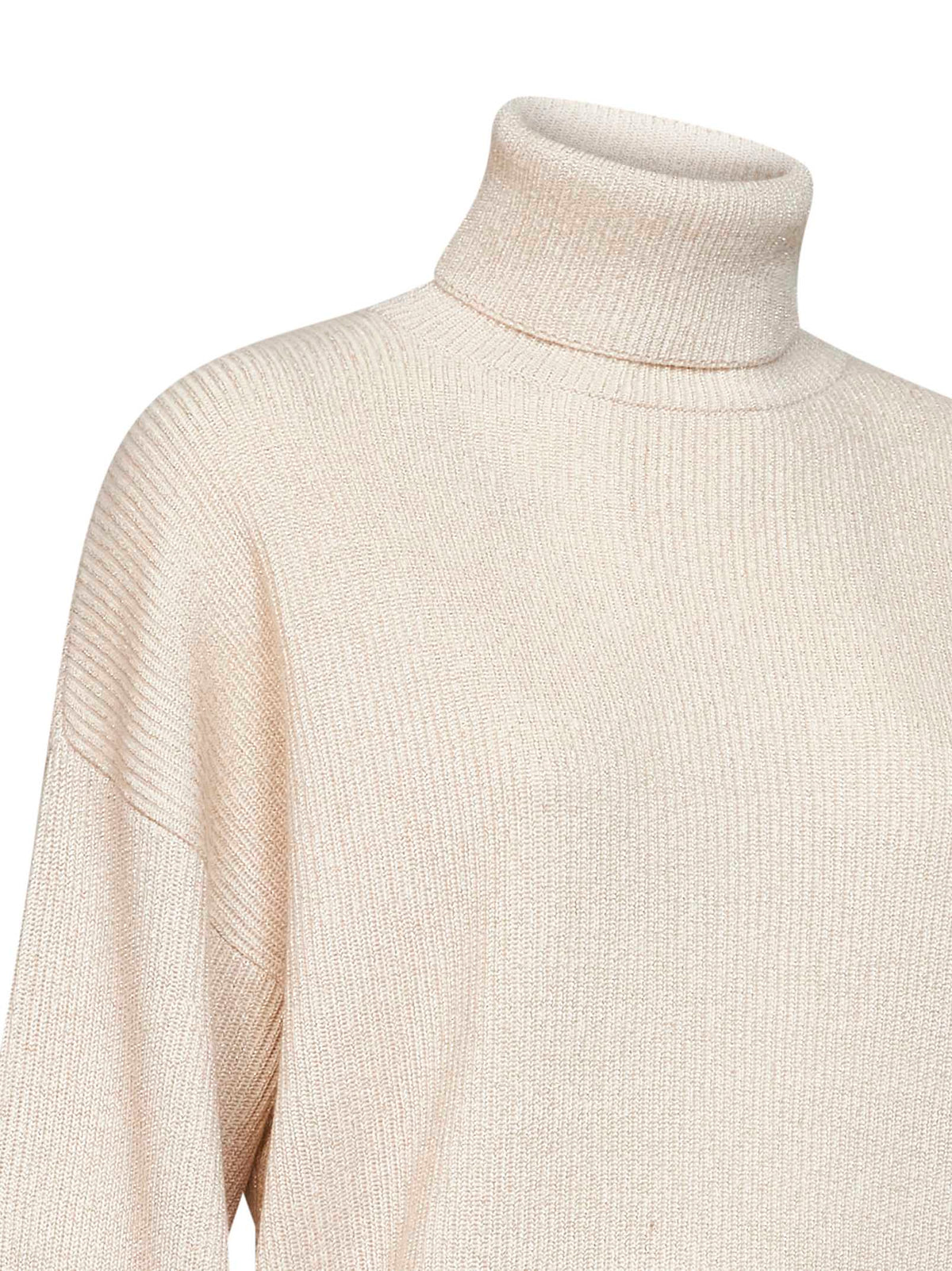 Brunello Cucinelli Women Butter Lamé Cashmere Blend Knit Turtleneck Sweater BRUNELLO CUCINELLI