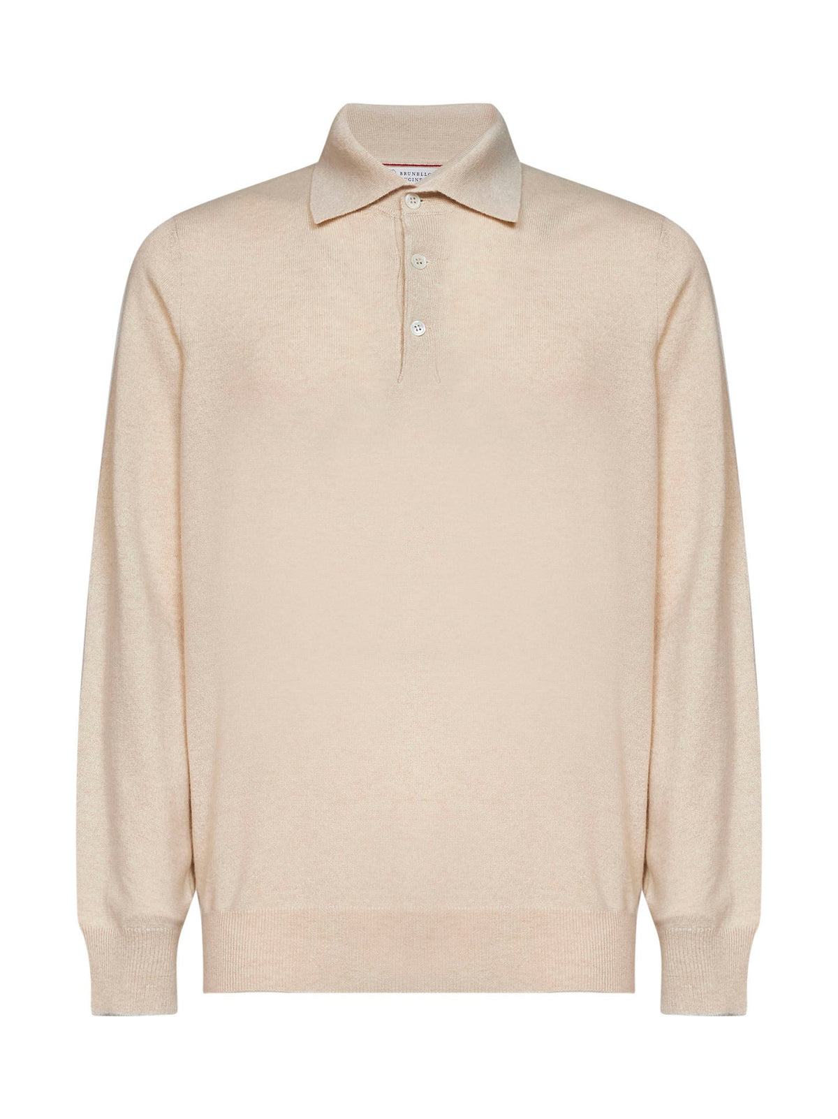 Brunello Cucinelli Men Champagne Cashmere Knit Polo Shirt BRUNELLO CUCINELLI
